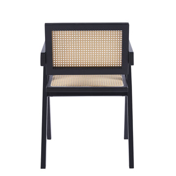 Silla Madera Rattan Recta Negra